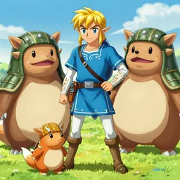 zelda catched by two armadillo soldiers by steve ditko and greg rutkowski trending on artstation