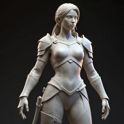 a highly detailed zbrush sculpt of athletic girl in light leather armor, high contrast, cinematic light, featured on artstation, octane render, path tracing, sharp focus, 4 k
