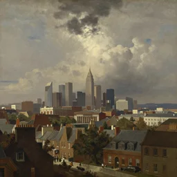 a cityscape by william blake, muted colors,