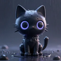 a digital art portrait of black slime cat character design from rain world, cute liquid ink cat 4 k, ultra detail, volumetric lighting, unreal engine, octane render