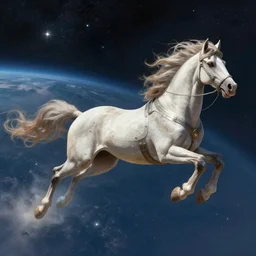 fantasy sci fi horse flying in space concept art