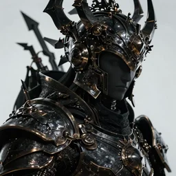 a close up sci fi portrait of a shadow mage with massive metal ornaments protruding from armor, majestic and futuristic, cinematic lighting, high detail, futuristic medieval, ornate metal, unreal engine, octane render, art by vitaly bulgarov artstation, destiny concept art, fog volumes, color glowing aura, post processing, cgsociety