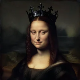 The portrait of Lady in black wax crown by Leonardo da Vinci , dark fantasy, witcher, very detailed oil painting, masterpiece, 8k