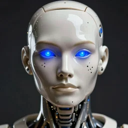 facial portrait of a futuristic bone ceramic caliente humanoid robot Brasileiro with an attractive face and dramatic features, blue laser eyes, macho, piroca, dotado, guapo, matte surface, trending on cgsociety