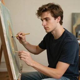 attractive male, painting by theodore ralli