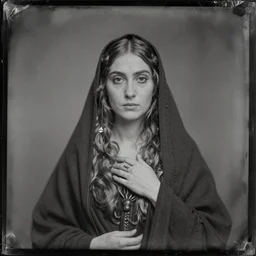 ambrotype of a cthulhu priestess. daguerreotype of a priestess. tintype of a cthulhu priestess