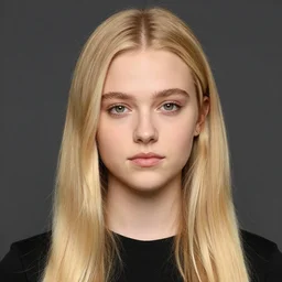 brunette with dyed blonde hair, 21 years old, 165 cm tall, long flat blonde hair, eyes green, 30% smaller nose, smaller mouth, round shaped face, big forehead, lop eared, thin eyebrows,chloe grace moretz lookalike, real life photograph