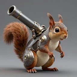 a chimeric giant squirrel with a giant cannon in his back, exoskeleton, technology, elegant, highly detailed, digital painting, artstation, concept art, smooth, sharp focus, illustration, art by krenz cushart and artem, demura and alphonse mucha