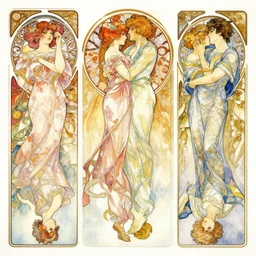 a beautifull intricate watercolor painting of a lovers, reflexions, verry high details, colorfull, by william turner art, by greg rutkowski, by alphonse mucha, by james jean, by rossdraws, by frank franzzeta, by sakimichan, trending on artstation, very very detailed, masterpiece,