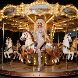 professional photo of plunger carousel _ horse drag queen