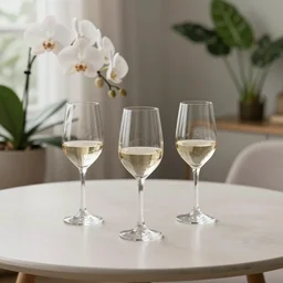 5 5 mm photo of wine - glass on a zen minimalist table with white orchids and houseplants in the background. highly detailed 8 k. intricate. lifelike. soft light. nikon d 8 5 0.