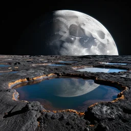 lava lakes on the moon, out of space view