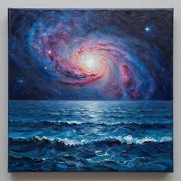 acrylic painting of the ocean mixed with a nebula, by michal karcz, texture, dystopian themed