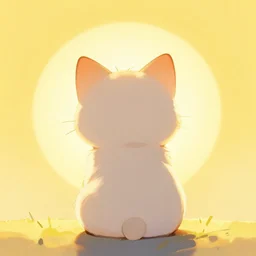 cute kitten backlit by the yellow sun by greg rutkowski
