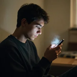 guy on his phone scrolling through twitter while the world is ending