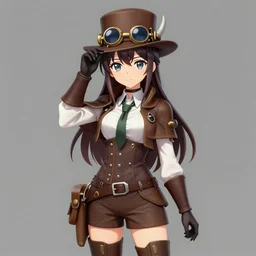 visual novel sprites of a steampunk detective girl, 2 d,