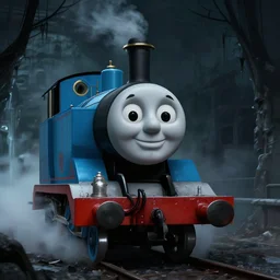 gloomy and frightening creepy smiling thomas the engine goes straight to hell, artstation