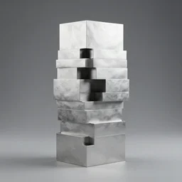 sculpture made of stacked block, contemporary art, minimal, silver steel, trending on behance, keyshot 1 1