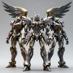 distinct 3 d model, full body sci - fi mecha arc angel, machine wing, gundam wing style armor, pacific rim style jaeger, wide armored helmet jaeger, kaiju, kaiju in metal exoskeleton, mechanical endoskeleton, exoskeleton armor, mecha suit, elongated head, decepticon armor plating, decepticon, metal skeletal face + hyperfocal distance, ultra detailed, ultra realistic, 8 k, cinematic view, photograph, octane render, unreal engine, trending on artstation.