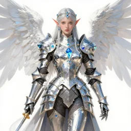 elf princess knight, baroque crystal sapphiire armor, battle angel alita. by rembrandt 1 6 6 7, illustration