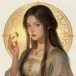 pretty girl, durer, mystical symbol, very detailed, digital art, trending on artstation, masterpiece