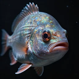 cinematic shot fish in space, high contrast, hyper realistic, mood lighting, fantasy, detailed face, highly detailed, super realistic, perfect lighting
