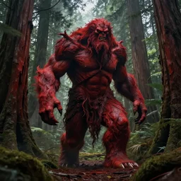 Vengeful redwood tree-monster, humanoid!!, burly, walking, deforestation, high fantasy, matte painting, midjourney!