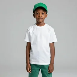 a black boy with white t - shirt and green jeans and a green cap standing in a sunflower field with bees flying around him while sun is setting in the background, professional photography