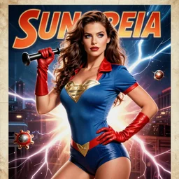vfx woman super hero pin up poster, digital art, dramatic lightning, highly detailed, high quality, HD