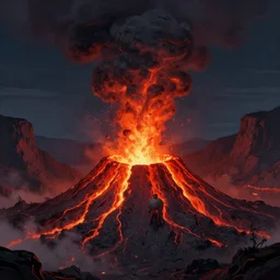 lava monster climbing out of the center of a volcano, digital concept art, artstation