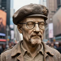 extreme long - shot of a very detailed renaissance clay sculpture of walter white wearing a phrygian cap in times square, made by michelangelo, shot from the distance, hyper detailed, sharp focus, 8 k resolution, ray tracing