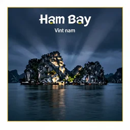 poster of ha long bay in vietnam at night by national geographic