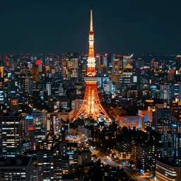 futuristic cityscape of tokyo megacity traffic time lapse at night in the style of soviet realism