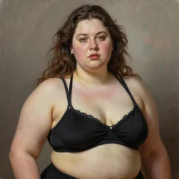 A portrait of a powerful and chubby beautiful woman, oil painting, majestic, detailed, high resolution