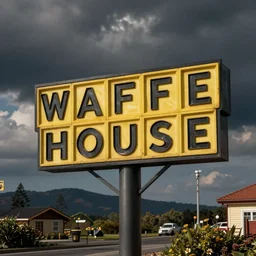 waffle house sign, funny jumbled letters