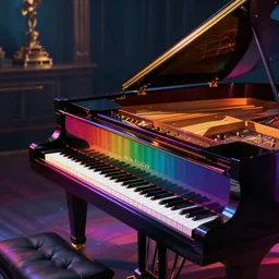 cyberpunk grand piano, RGB colored