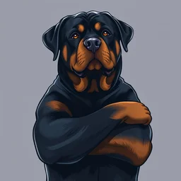 digital art rottweiler arms crossed pose