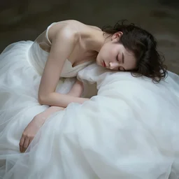 fainting beautiful lady in a white dress, surrealism, hd, trending on artstation