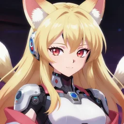 A close-up anime portrait of a beautiful cybernetic kitsune woman, trending on artstation, digital art, by Sakimichan, SFW version