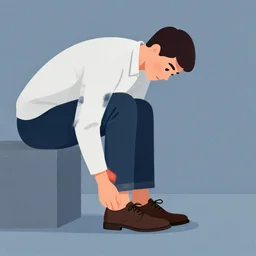 he put on his shoes very quickly, faster he dressed, meaningful, abstract, illustration, metaphoric