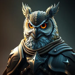 a portrait of an owlknight, wearing a knight armor and a cape, fantasy artwork, colors, hyper detailed, realistic lighting, octane render, 4 k,