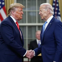 candid photo of Donald Trump and Joe Biden secretly holding hands