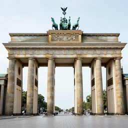 glass bottle pillars, brandenburg gate berlin, made out of bottles, by malika favre, graphic design, logo