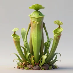 a humanoid sarracenia monster, highly detailed, digital art, sharp focus, trending on art station, plant, anime art style