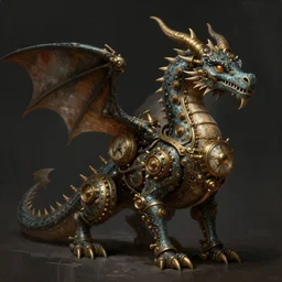 concept art for a steampunk clockwork dragon. whimsical fantasy art. dark background. award winning painting. highly detailed digital art. masterpiece. trending on artstation