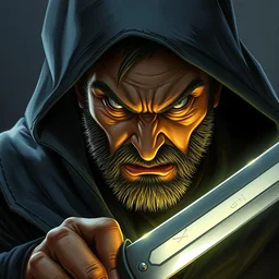 kenku blade smith. angry facial expression. staring. character study. timeless