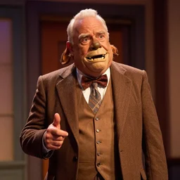 a predator as daddy warbucks in annie