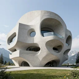 sci - fi concrete brutalist architecture in the italian dolomites, zaha hadid, beksinski, photoreal, highly detailed, 8 k, hd, vray, artstation, trending on behance, cinematic matte painting, extreme detail photo quality, sunrays, sunset, featured on behance