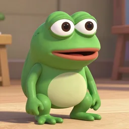 still of Pepe the frog in the Pixar Movie from 2017, directed by John Lasseter cinematic shot parody movie bloopers, vintage advertisement print CMYK, 70\'s Professional Color photography