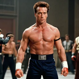 film still of Arnold Schwarzenegger as Rocky in Rocky II, 8k,